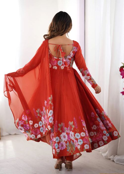 Floral Printed Organza Anarkali Suit